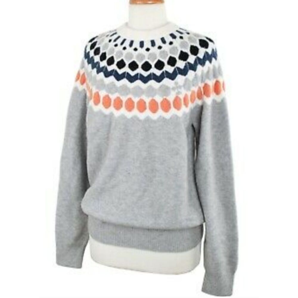 Club Monaco Fair Isle Crewneck Sweater Alpaca Wool Blend Women's Large NWT